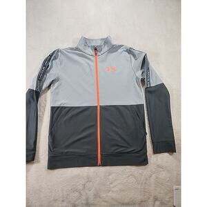 YXL Under Armour HeatGear full-zip jacket‎ in a black and grey color-block...